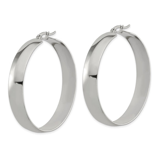 SRE1689 Chisel Stainless Steel Polished 9mm Hoop Earrings