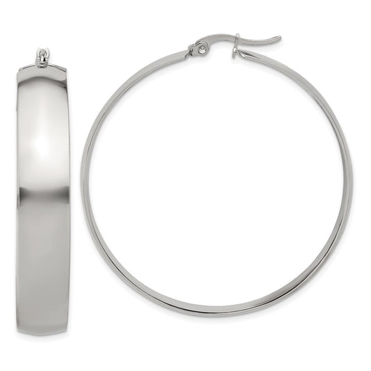 SRE1689 Chisel Stainless Steel Polished 9mm Hoop Earrings