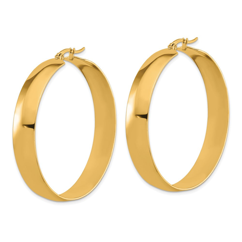 SRE1690 Chisel Stainless Steel Polished Yellow IP-plated 9mm Hoop Earrings