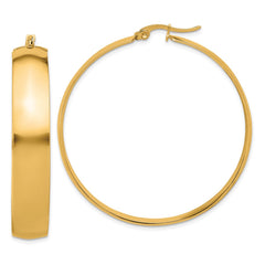 SRE1690 Chisel Stainless Steel Polished Yellow IP-plated 9mm Hoop Earrings