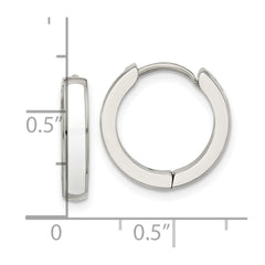 SRE1698 Chisel Stainless Steel Polished with White Enamel 2.90mm Hinged Hoop Earrings