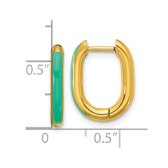 SRE1706 Chisel Stainless Steel Polished Yellow IP-plated with Blue Enamel 2.40mm Elongated Hinged Hoop Earrings