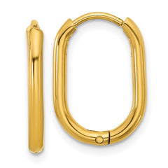 SRE1718 Chisel Stainless Steel Polished Yellow IP-plated Elongated 2mm Hinged Hoop Earrings
