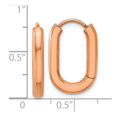 SRE1722 Chisel Stainless Steel Polished Rose IP-plated Elongated 3mm Hoop Earrings