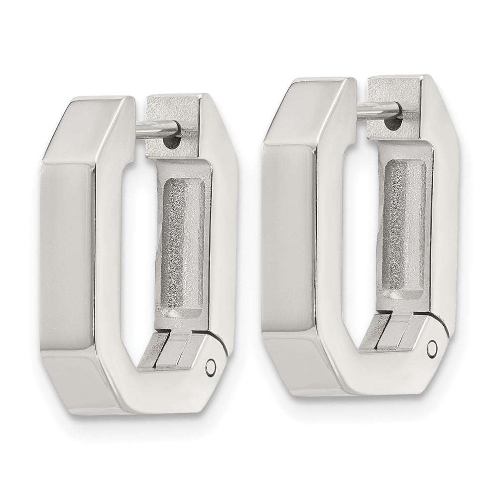 SRE1723 Chisel Stainless Steel Polished Squared Edges 4mm Hinged Hoop Earrings