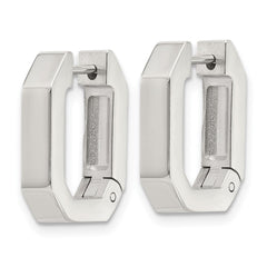 SRE1723 Chisel Stainless Steel Polished Squared Edges 4mm Hinged Hoop Earrings