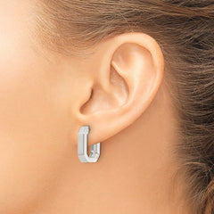 SRE1723 Chisel Stainless Steel Polished Squared Edges 4mm Hinged Hoop Earrings