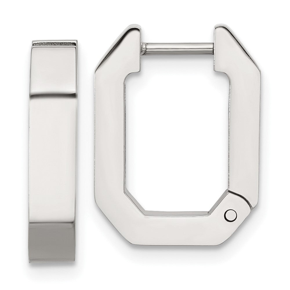 SRE1723 Chisel Stainless Steel Polished Squared Edges 4mm Hinged Hoop Earrings
