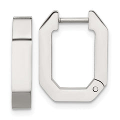 SRE1723 Chisel Stainless Steel Polished Squared Edges 4mm Hinged Hoop Earrings
