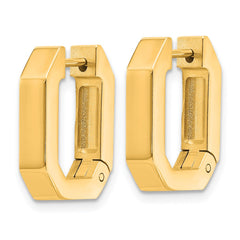 SRE1724 Chisel Stainless Steel Polished Yellow IP-plated Squared Edges 4mm Hinged Hoop Earrings