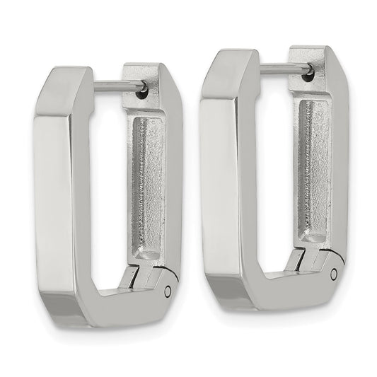 SRE1726 Chisel Stainless Steel Polished Squared Edges 4mm Hinged Hoop Earrings