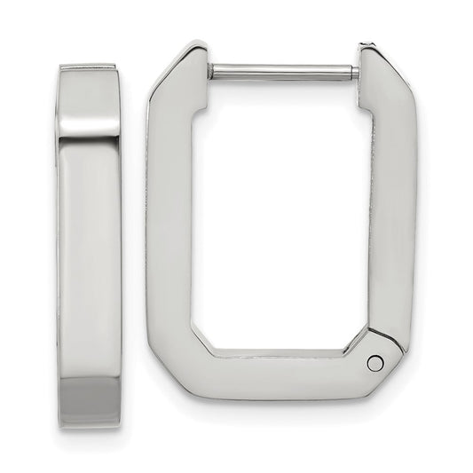 SRE1726 Chisel Stainless Steel Polished Squared Edges 4mm Hinged Hoop Earrings