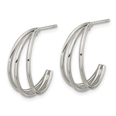 SRE1743 Chisel Stainless Steel Polished Wire J Hoop Post Earring