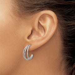 SRE1743 Chisel Stainless Steel Polished Wire J Hoop Post Earring