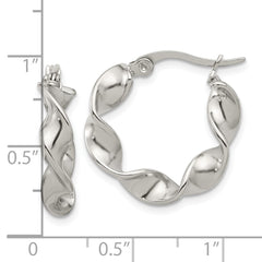 SRE1745 Chisel Stainless Steel Polished Twist Hoop Earrings