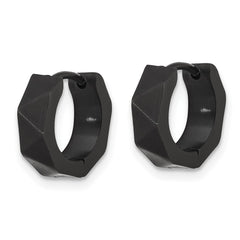 SRE1761 Chisel Stainless Steel Brushed Black IP-plated Studded 4.5mm Hoop Earrings