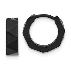 SRE1761 Chisel Stainless Steel Brushed Black IP-plated Studded 4.5mm Hoop Earrings