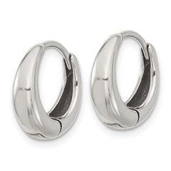 SRE1769 Chisel Stainless Steel Polished Tapered Hinged Hoop Earrings