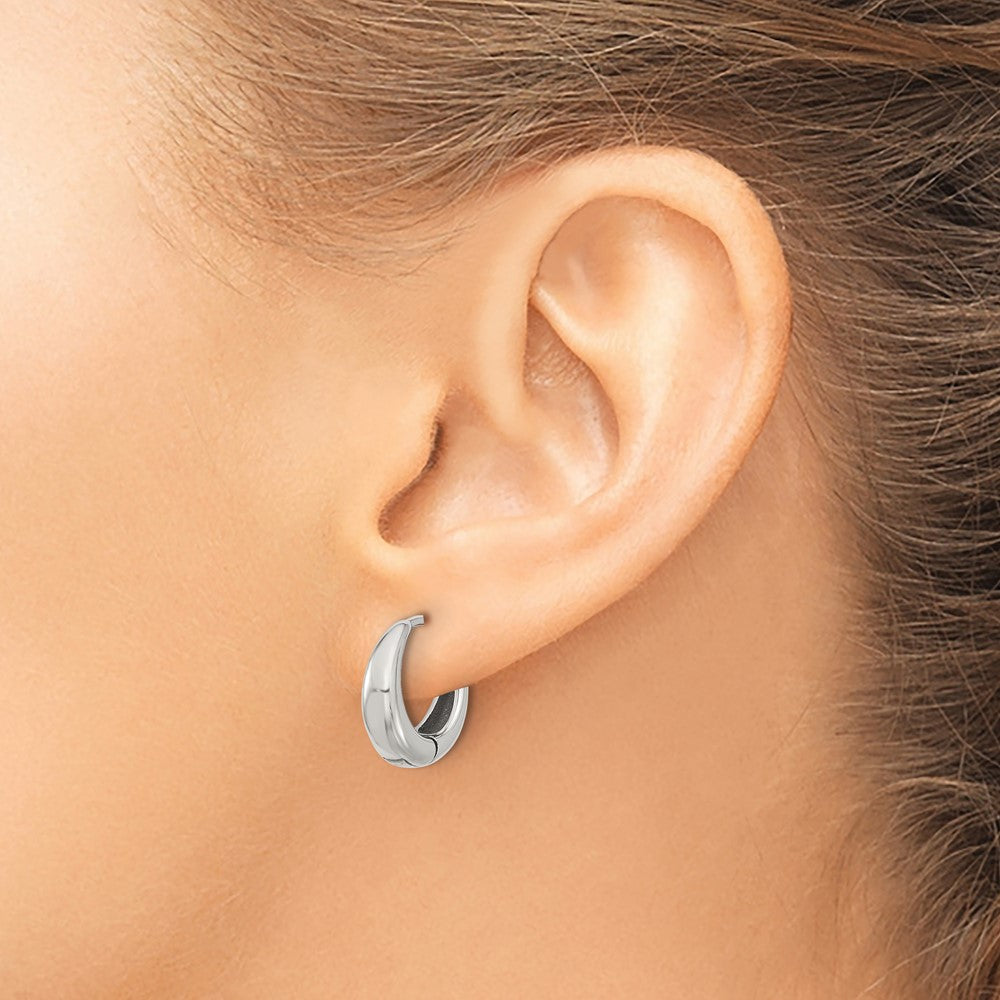 SRE1769 Chisel Stainless Steel Polished Tapered Hinged Hoop Earrings