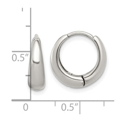 SRE1769 Chisel Stainless Steel Polished Tapered Hinged Hoop Earrings