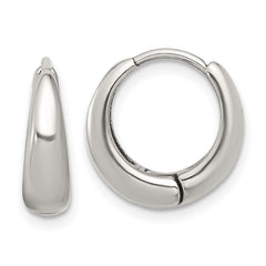 SRE1769 Chisel Stainless Steel Polished Tapered Hinged Hoop Earrings