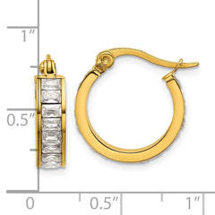 SRE1780 Chisel Stainless Steel Polished Yellow IP-plated with Glass Crystal Hoop Earrings