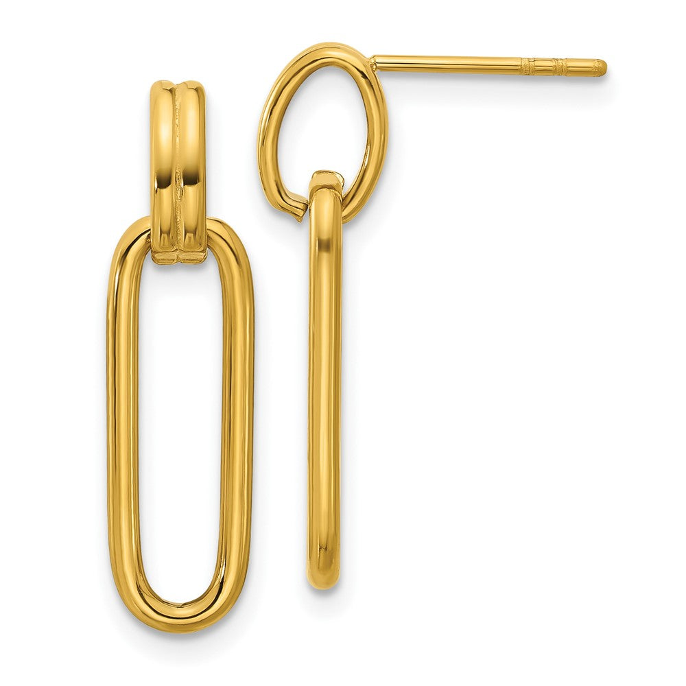 SRE1788 Chisel Stainless Steel Polished Yellow IP-plated Post Dangle Earrings