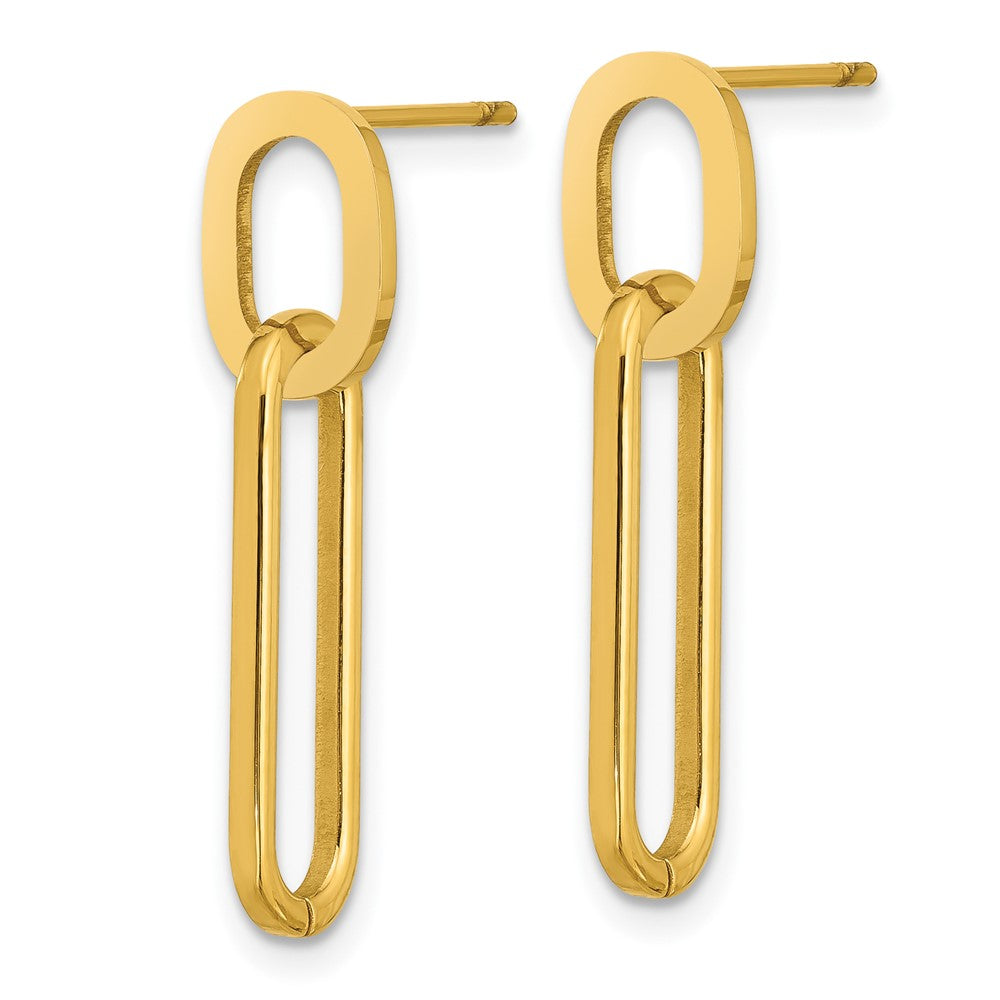 SRE1794 Chisel Stainless Steel Polished Yellow IP-plated Post Dangle Earrings