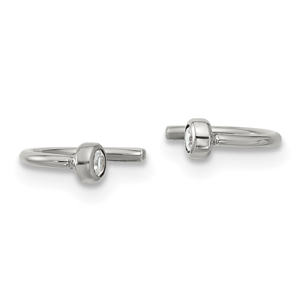 SRE1798 Chisel Stainless Steel Polished White Zircon Cuff Earrings