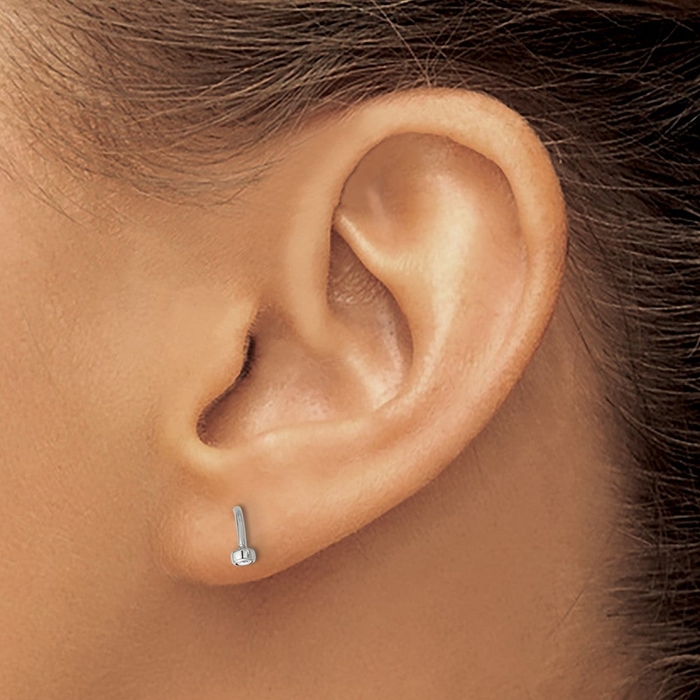 SRE1798 Chisel Stainless Steel Polished White Zircon Cuff Earrings
