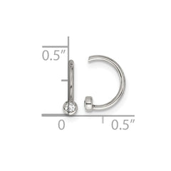 SRE1798 Chisel Stainless Steel Polished White Zircon Cuff Earrings