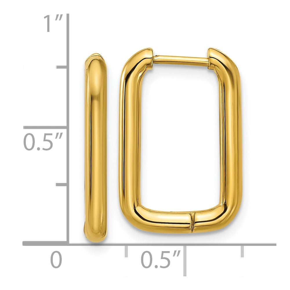 SRE1809 Stainless Steel Polished Yellow IP 2.5mm Square Hinged Hoop Earrings