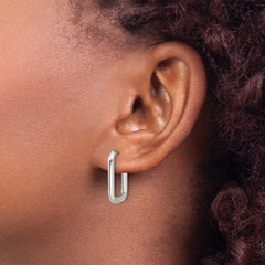 SRE1810 Stainless Steel Polsihed 2.5mm Square Hinged Hoop Earrings