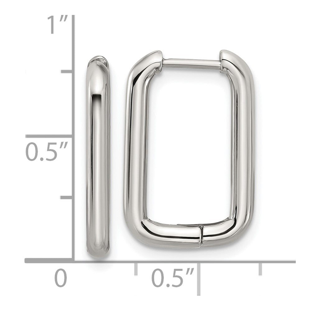 SRE1810 Stainless Steel Polsihed 2.5mm Square Hinged Hoop Earrings
