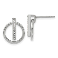 SRE1815 Chisel Stainless Steel Polished with Preciosa Crystal Post Dangle Earrings