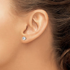 SRE314 Chisel Stainless Steel Polished 5mm Round CZ Stud Post Earrings