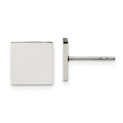 SRE326 Chisel Stainless Steel Polished Square Post Earrings