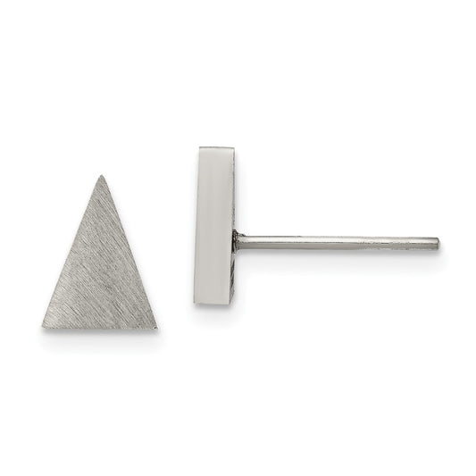 SRE327 Chisel Stainless Steel Brushed Triangle Post Earrings