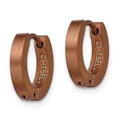 SRE370 Chisel Stainless Steel Brushed Brown IP-plated 2mm Hinged Hoop Earrings