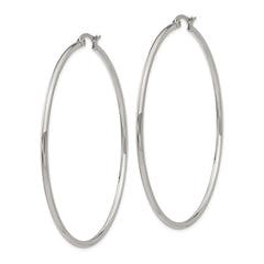 SRE400 Chisel Stainless Steel Polished 60mm Diameter 2mm Hoop Earrings