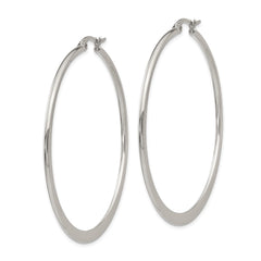 SRE402 Chisel Stainless Steel Polished 50mm Diameter Hoop Earrings
