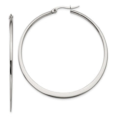 SRE402 Chisel Stainless Steel Polished 50mm Diameter Hoop Earrings