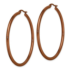 SRE406 Chisel Stainless Steel Polished Brown IP-plated 47mm Diameter 3mm Hoop Earrings