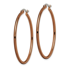 SRE411 Chisel Stainless Steel Polished Brown IP-plated 40mm Diameter 2mm Hoop Earrings