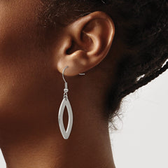 SRE492 Chisel Stainless Steel Polished Laser Cut Oval Dangle Shepherd Hook Earrings