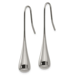 SRE535 Chisel Stainless Steel Polished Shepherd Hook Earrings
