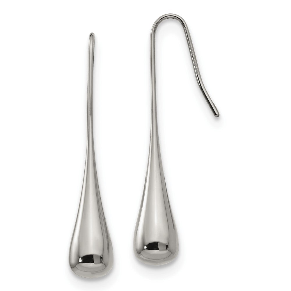 SRE535 Chisel Stainless Steel Polished Shepherd Hook Earrings