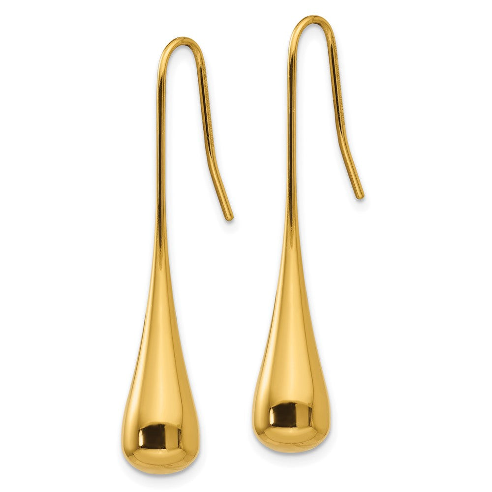 SRE535GP Chisel Stainless Steel Polished Yellow IP-plated Shepherd Hook Earrings