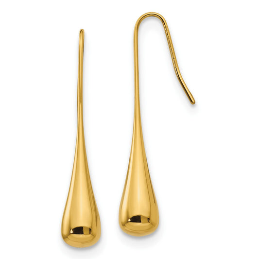 SRE535GP Chisel Stainless Steel Polished Yellow IP-plated Shepherd Hook Earrings