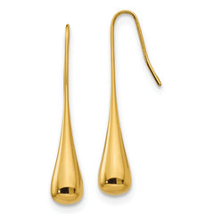 SRE535GP Chisel Stainless Steel Polished Yellow IP-plated Shepherd Hook Earrings